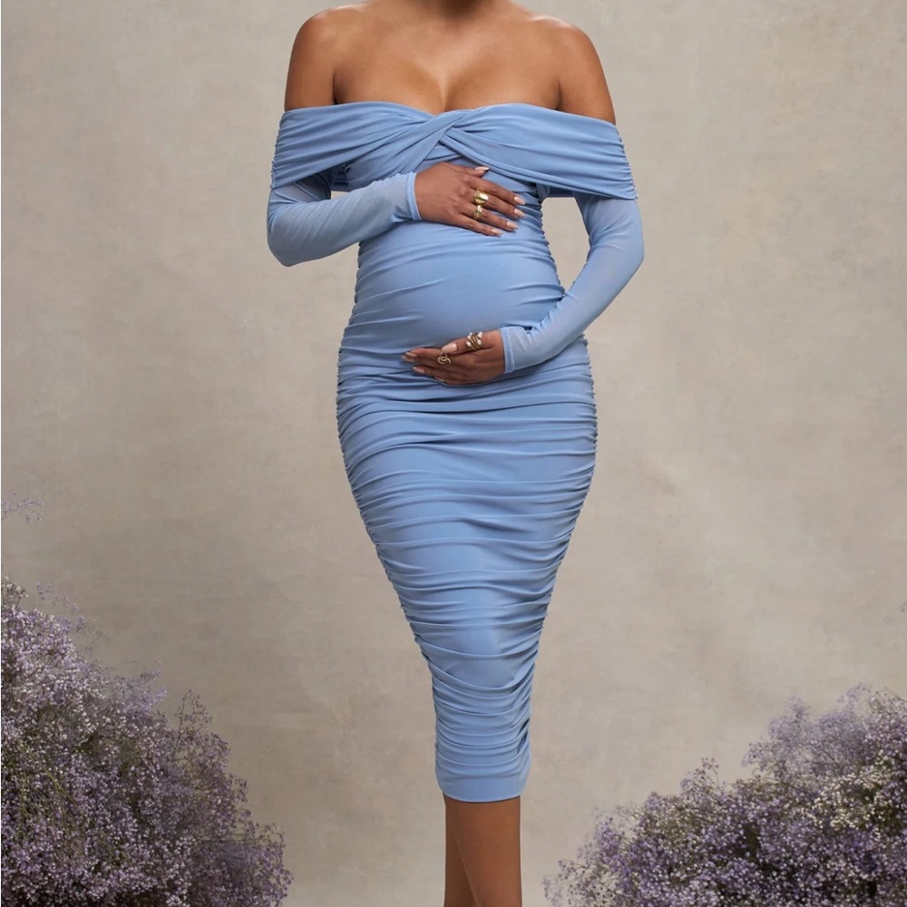 Maternity Twist Dress - Blue